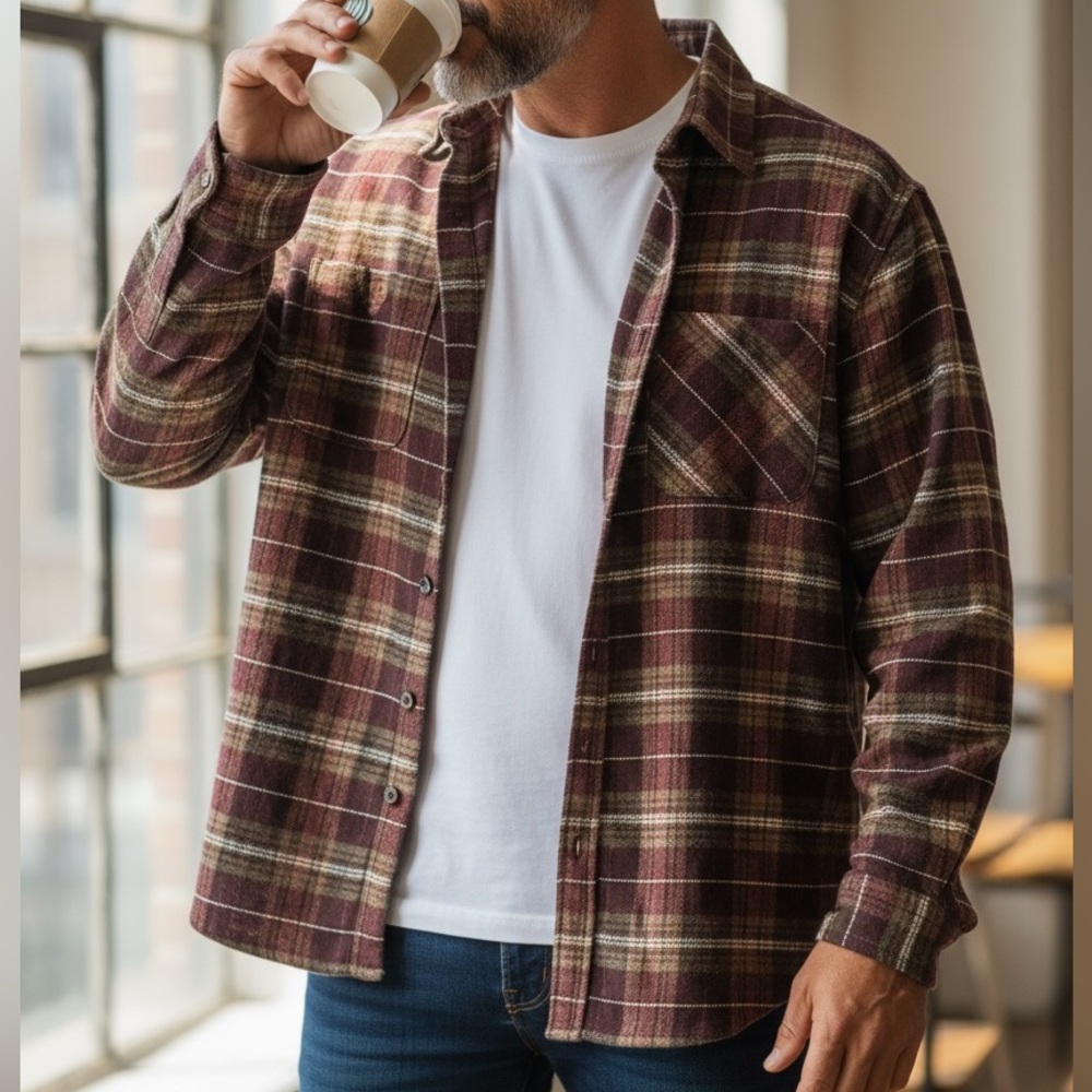 Brand new w/ tags Richie Le Collection Premium Brushed Wool Blend Flannel shirt